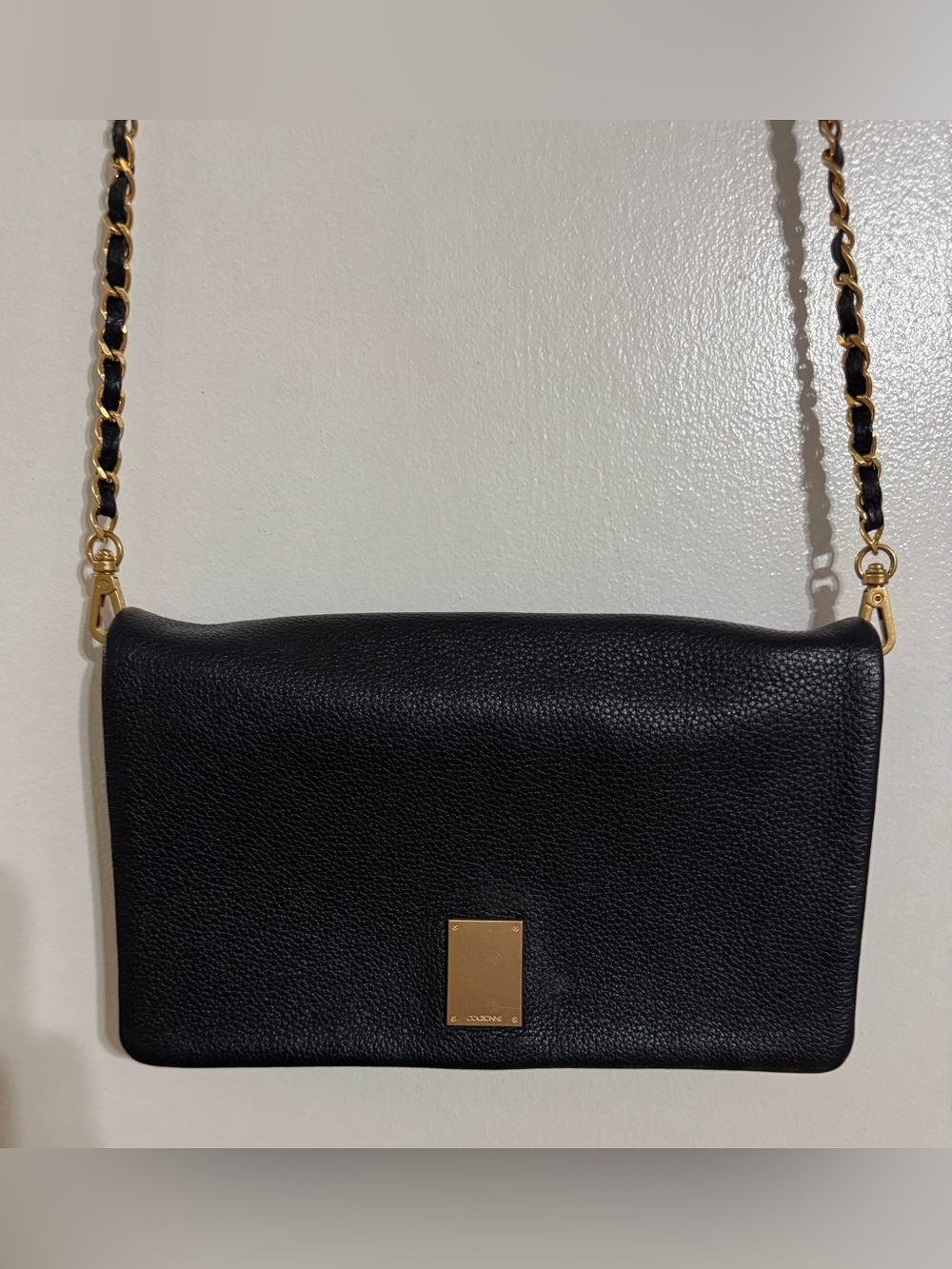 Couronne Jackie Nouveau Black Pebbled Leather Crossbody